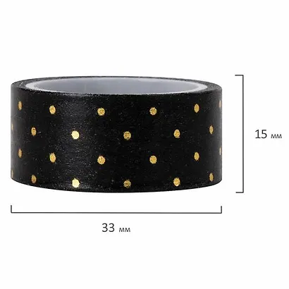 Клейкие WASHI-ленты для декора с фольгой ЧЕРНОЕ ЗОЛОТО, 15 мм х 3 м, 7 шт., рисовая бумага, ОСТРОВ СОКРОВИЩ, 661714 - фото 5
