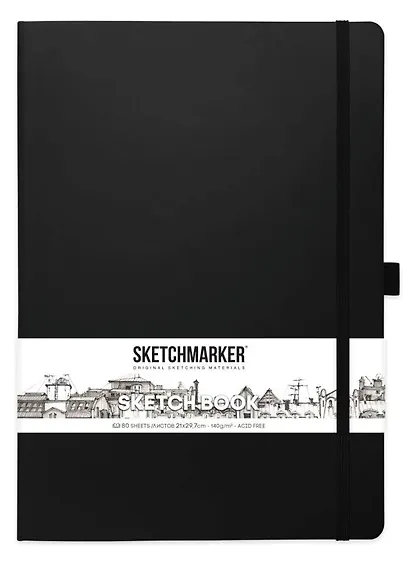 Скетчбук 21*29.7, 80 листов "Sketchmarker" черный, нелинованный, 140г/м2, слоновая кость - фото 5