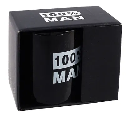 Кружка в подарочной коробке 100% Man (черная) (керамика, деколь) (330мл) (12-plutus-Z1) - фото 1