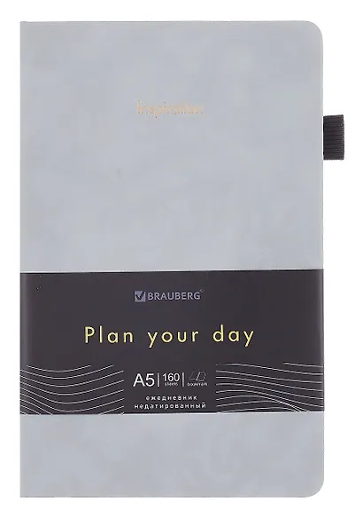 Ежедневник недат. А5 160л "Velvet" серо-голубой, иск.кожа, петля д/ручки, резинка - фото 2