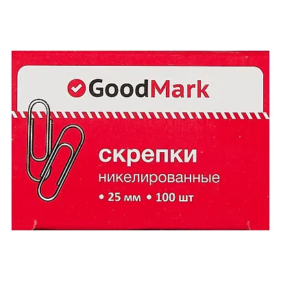 Скрепки никелированные круглые GoodMark, 25 мм, 100 штук - фото 2