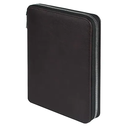 Ежедневник-органайзер недат. А5+ 120л "Шеврет экстра" коричневый, тв.переплёт с поролоном, иск.кожа, на молнии, ляссе, ПВХ-коробка - фото 3