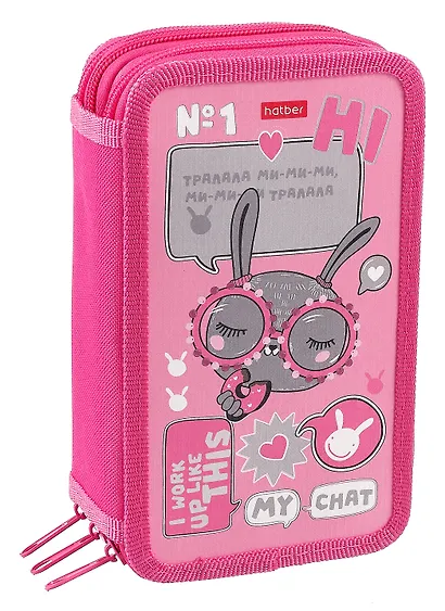 Пенал 3 отделения "В модном чате" 19*11 см - фото 1