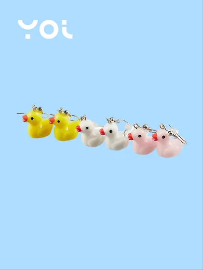 Набор сережек Yoi, "Уточки", 4 см, 3 штуки - фото 2