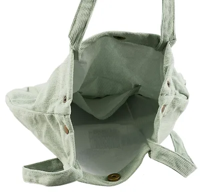 Сумка-шоппер с кнопкой мятная (вельвет) (33х31) - фото 5