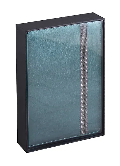 Ежедневник недат. А5 160л "Напп" зеленовато-голубой металлик, кожзам, тв.переплет, обл.поролон, тонир.блок, на резинке из страз, ляссе, Escalada - фото 3