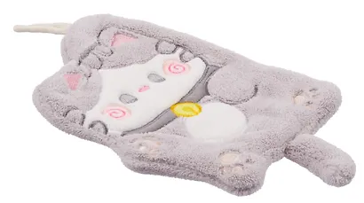 Полотенце Котик серый (флис) (25х18) (12-towel-202508-7) - фото 3