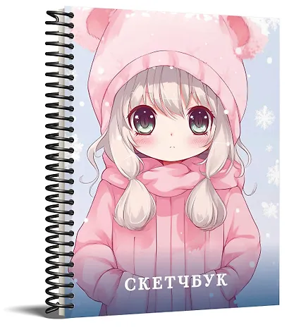 Новогодний скетчбук. Аниме (162х210 мм, на навивке, 40 л., плотность бумаги 160 гр., розовый) - фото 2