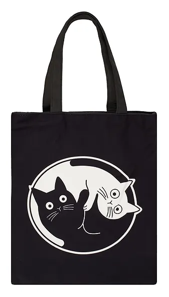 Сумка-шоппер на молнии Коты Инь-Ян (38х35) (текстиль, флис) Bookvalno - фото 2