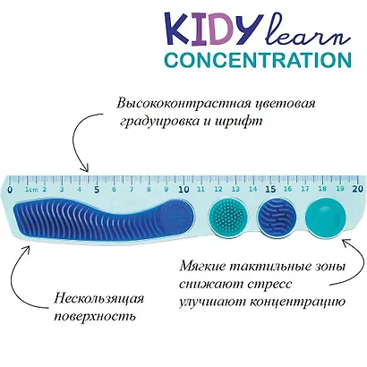 Линейка школьная с тактильными зонами 20см "KIDY LEARN CONCENTRATION", в блистере, Maped - фото 10