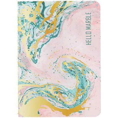 Записная книжка А6 32л кл. "Розово-зеленый мрамор", тонир. внутр. блок, сшивка - фото 1