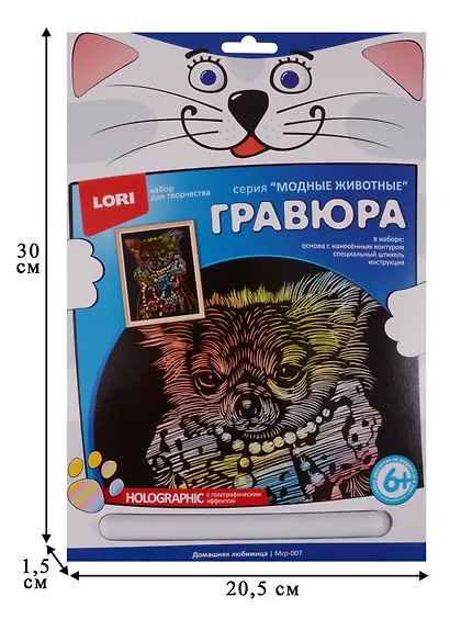Набор для творчества LORI Гравюра большая с эффектом голографик Домашняя любимица Мгр-007 - фото 2