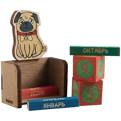 Календарь вечный Мопс (7х11х3,5) (дерево) (kd7) - фото 2