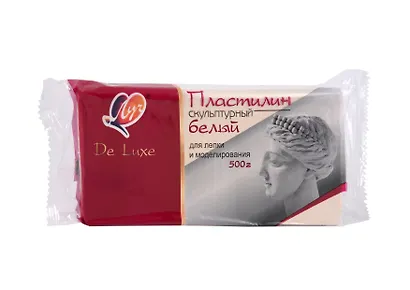 Пластилин скульптурный 500г "Люкс" белый - фото 1