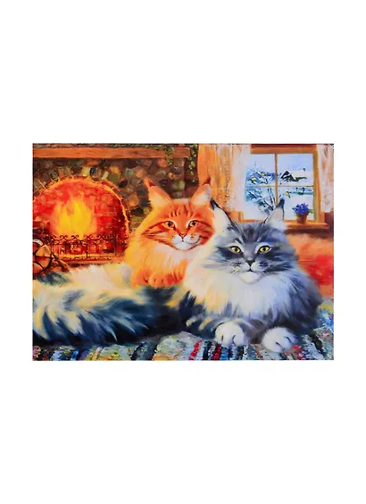 Алмазная мозаика ТМ Рыжий кот, Русская коллекция Котинова Г. У камина, квадратная 30х40 (класс.) подр.,полн.зап.(29 цв.) F4-005 - фото 1