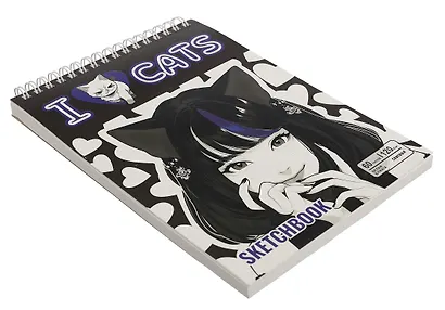 Скетчбук А5 60л "Скетчбук Аниме I love cats" гребень, белый офсет, 120г/м2 - фото 3