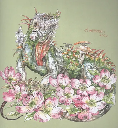 Раскраска-скетчбук Мир поразительных существ Кэна Мацуды (зеленая с лисой) (м) Кэн Мацуда - фото 3