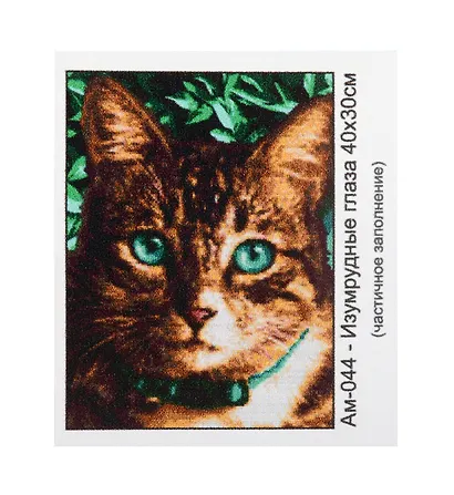 Алмазная мозаика с квадратными стразами (частичное заполнение) "Изумрудные глаза", 30 х 40 см - фото 1