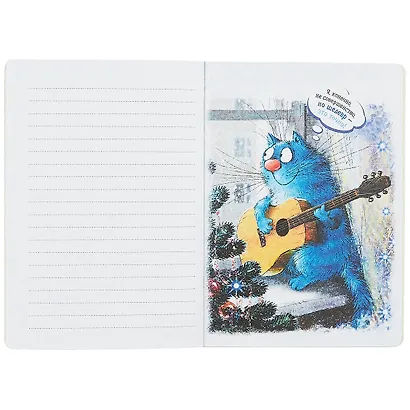 Записная книжка А6+ 32л лин. "Синие коты Рины Зенюк" карт.обл., мат.ламинация, выб.лак, ассорти - фото 3