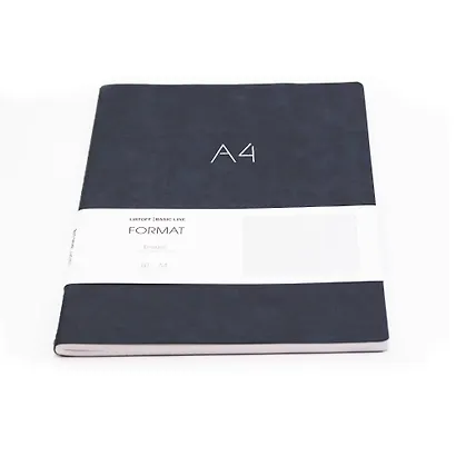 Книга для записей А4 80л лин. "Format" син.иск.кожа, интегр.переплет, тиснение фольгой, скругл.углы, инд.уп. - фото 3