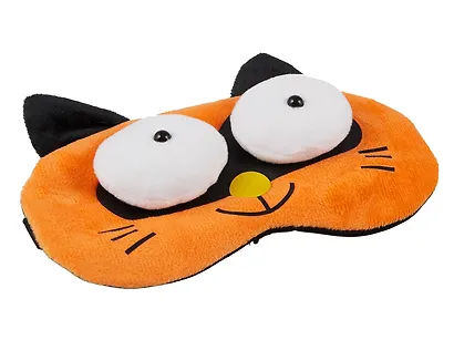 Маска для сна Кот с объемными глазами (плюш) (пакет) рыжая - фото 3