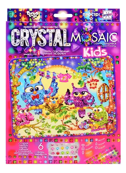Набор для творчества ДАНКО-ТОЙС Crystal Mosaic Kids Совы - фото 1