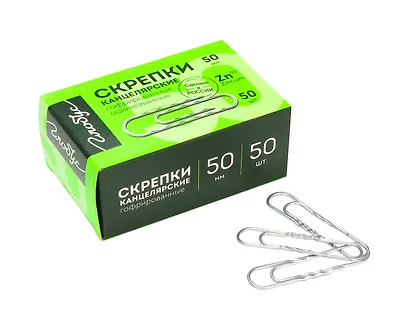Скрепки 50мм 50шт, гофрированные, оцинк., к/к - фото 1