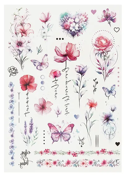 Набор наклеек-тату Цветы" - фото 7
