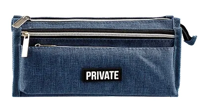Пенал-косметичка 2отд. "Private" темно-синий, 21*10*7,5см, текстильный, ручка-петля, каучук.аппликация - фото 6