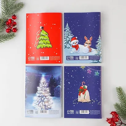 Записная книжка А6 32л. "Новогодние зайки" карт.обл., ассорти - фото 5