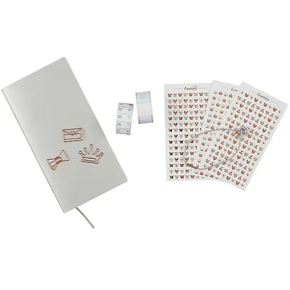 Записная книжка А6 96л серебряная, мягкий переплет, стикеры+скрепки+брелок в комплекте, тонир.блок - фото 4