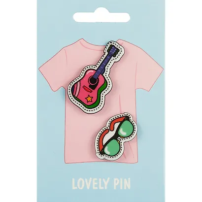 Набор значков Гитара и очки (акрил) - фото 1