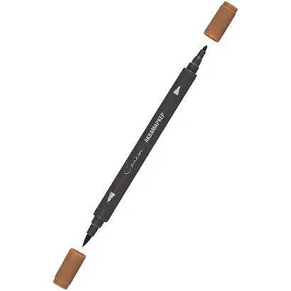 Маркер акварельный "Сонет", двухсторон., кисть и тонкий наконечник, коричневый, сонет - фото 2