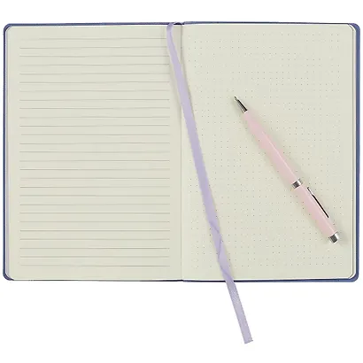 Книга для записей А5 80л "Soft Touch. Нежный лавандовый" иск.кожа, инт.обл., лин., тчк., нелин., ляссе, инд.уп. - фото 3