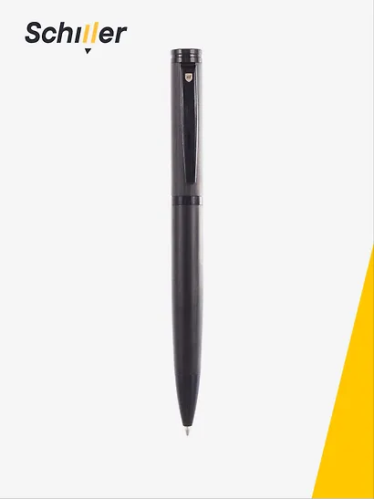Ручка подарочная шариковая синяя "Obsidian", черный корпус, Schiller - фото 4