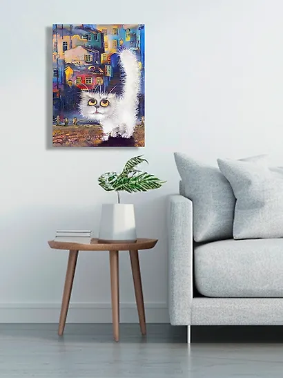 Холст с красками по номерам "Задумчивый белый кот", 30 х 40 см, 18 цветов, Рыжий Кот (3+) - фото 4