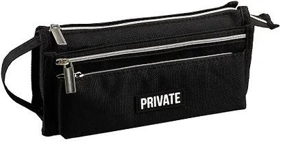Пенал-косметичка «Private», 2 отделения, черный, 21х10х7,5 см - фото 1