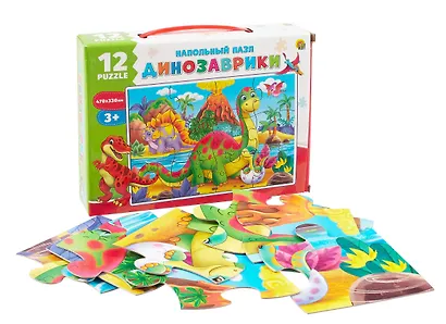 Пазл 12 элементов напольный "Динозаврики" 470х330 мм - фото 2