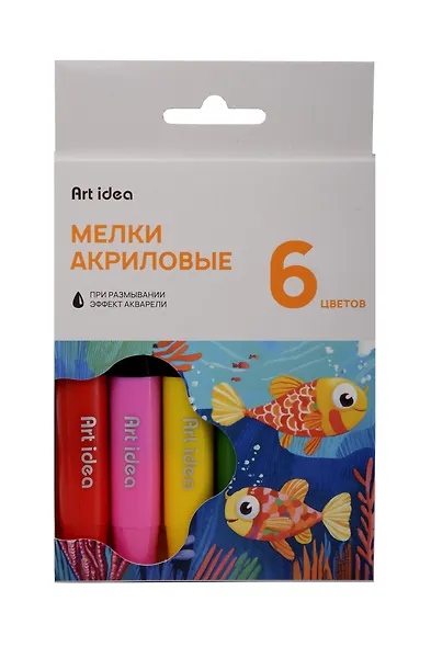 Мелки акриловые, 6 цветов, выкручивающиеся - фото 1