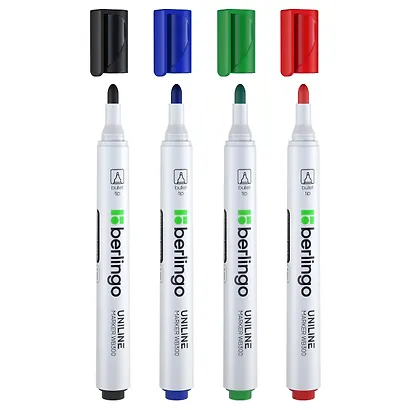 Маркеры 04цв для досок "Uniline WB300" 3мм, пл/уп., подвес, Berlingo - фото 3