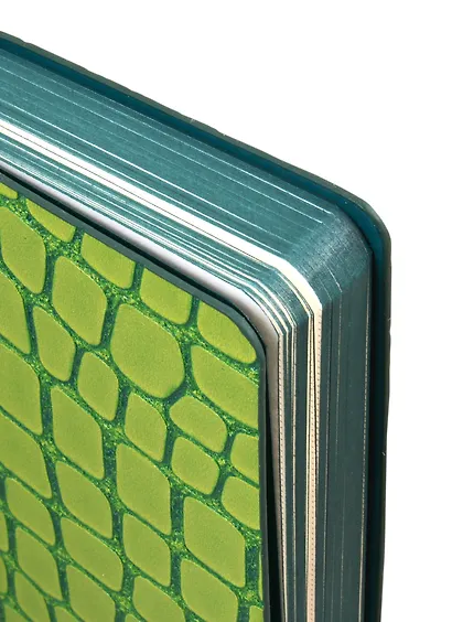 Записная книжка 130*130 120л кл. "Кроко" салатов.иск.кожа, мягк.переплет, 2 ляссе, тонир.офсет, инд.уп. - фото 3