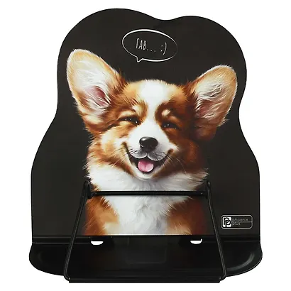 Подставка для книг/учебников "ВЕСЕЛЫЙ КОРГИ" 17x16,5x15,5см, черная, металл., фигурная вырубка - фото 1