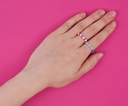 Набор колечек «Бусины», розовое и голубое, 2 штуки, Lafilaf - фото 5