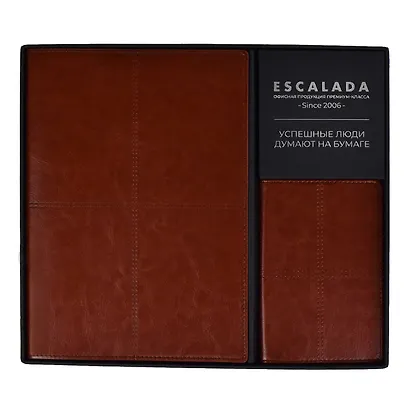 Ежедневник недат. А5+ 160л 175*245 "Сариф" коричневый + обложка на паспорт, мягк.переплет, блинтовое тиснение, офсет, ляссе, подар. упаковка - фото 3