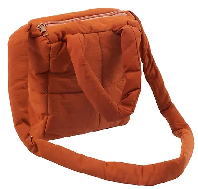 Сумочка дутая коричневая (текстиль) (20х20) (12-Jigi-2) - фото 4