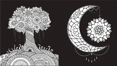 Чарующие цветы. Раскраска на черном фоне - фото 8