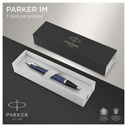 Ручка шариковая Parker, IM Matte Blue CT, подарочная синяя - фото 6