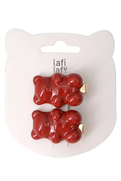 Набор заколок Мишки красные (2шт) (пластик) (3,5см) (12-Ava-5) (Lafilaf) - фото 1