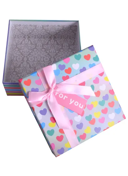 Коробка подарочная "Веселые сердечки" 15*15*6,5см. картон - фото 2