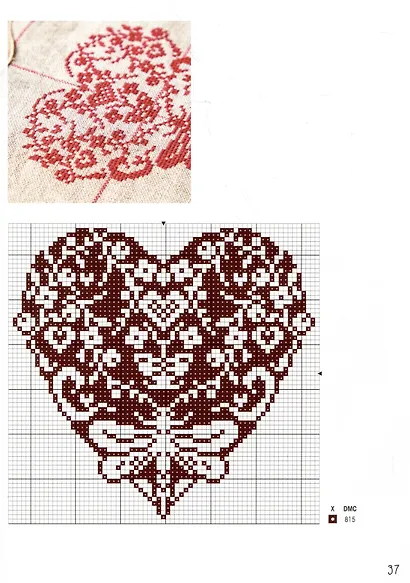 Французская вышивка крестом. Красные монохромы Изабель Вотье - фото 5